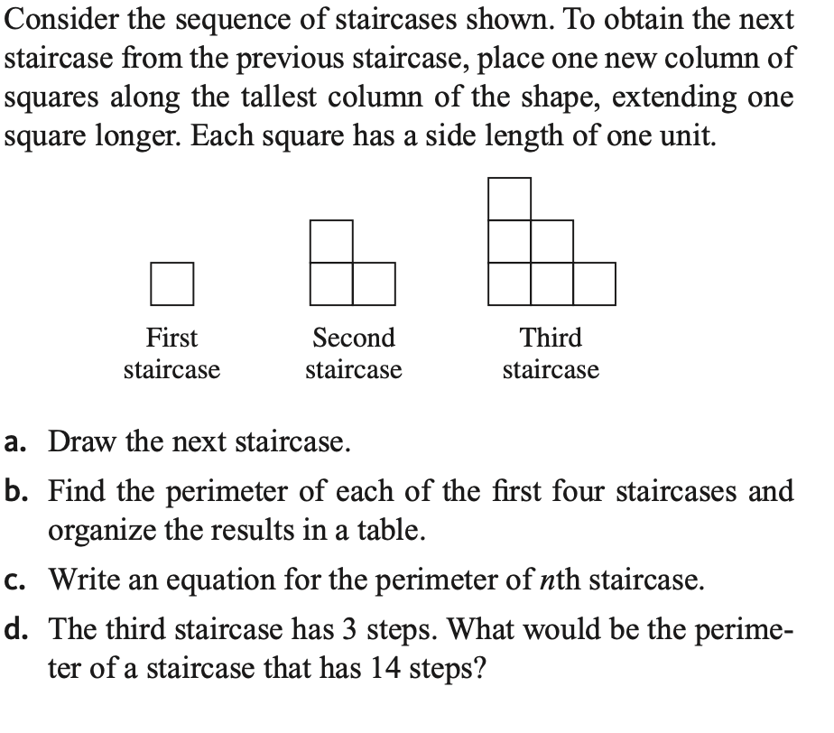 Solved Consider the sequence of staircases shown. To obtain | Chegg.com