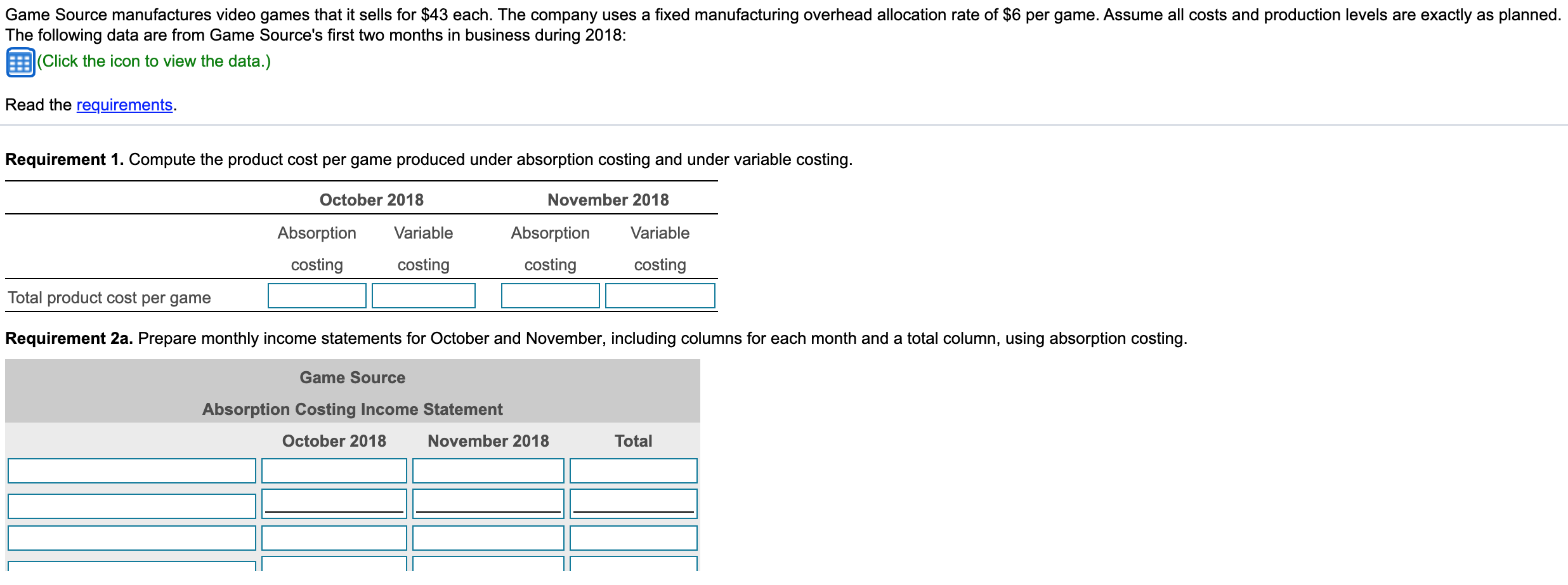 Solved Game Source manufactures video games that it sells