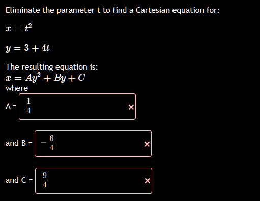 Solved Eliminate The Parameter T To Find A Cartesian | Chegg.com