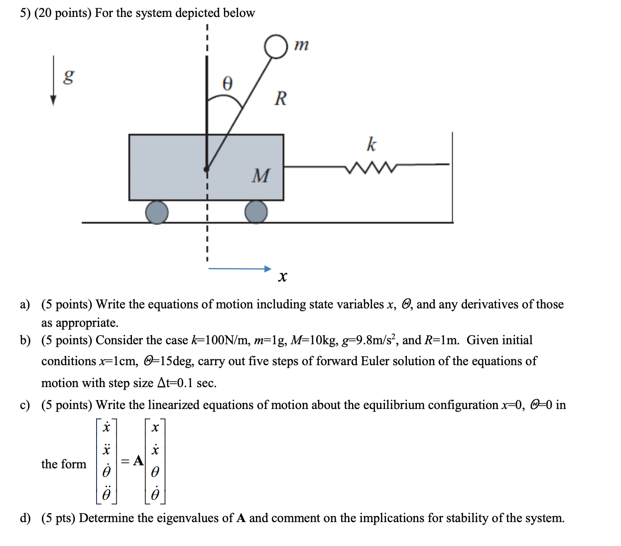 Solved 5) (20 Points) For The System Depicted Below A) (5 | Chegg.com