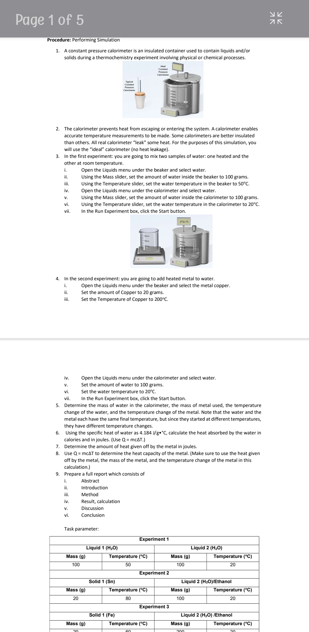 thermochemistry experiment to determine the heat of reaction