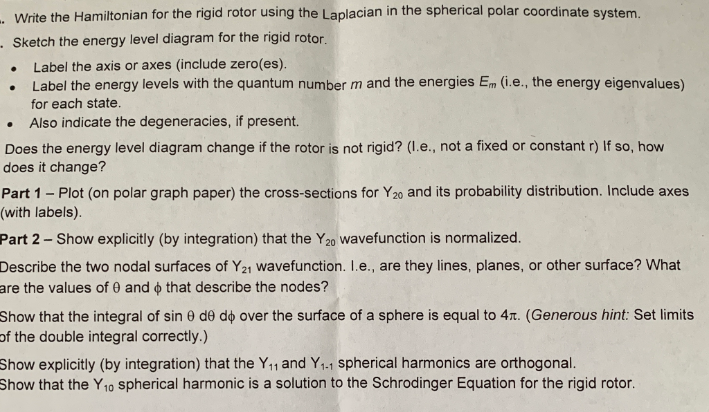 Write the Hamiltonian for the rigid rotor using the | Chegg.com