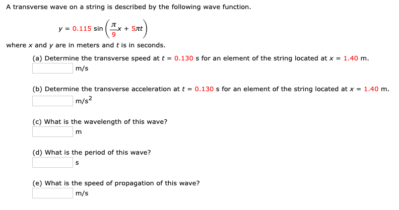 Solved A transverse wave on a string is described by the | Chegg.com