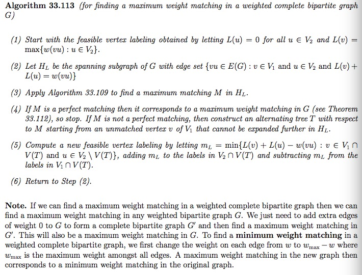 Algorithm 33 113 For Finding A Maximum Weight Mat Chegg Com