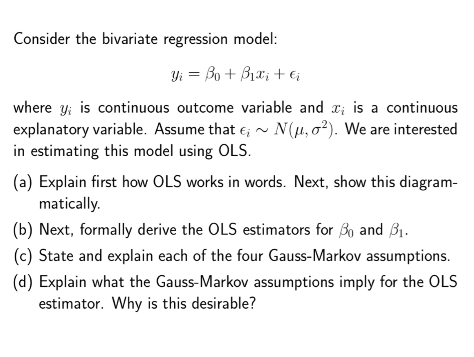 Solved Consider The Bivariate Regression Model: | Chegg.com