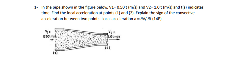 Solved - In the pipe shown in the figure below, V1= | Chegg.com