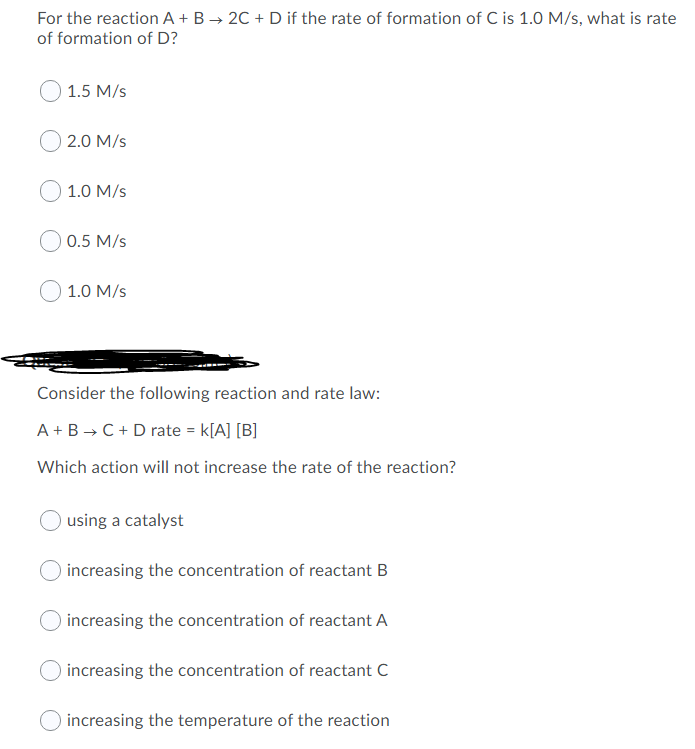 Solved For The Reaction A+B + 2C + D If The Rate Of | Chegg.com