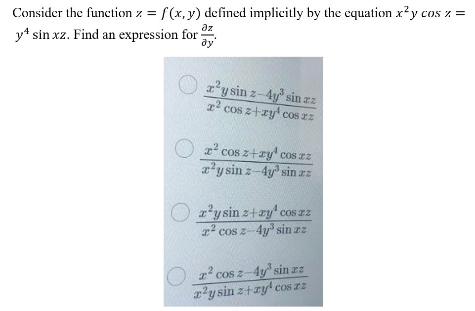 Consider The Function Zfxy Defined Implicitly By 9110