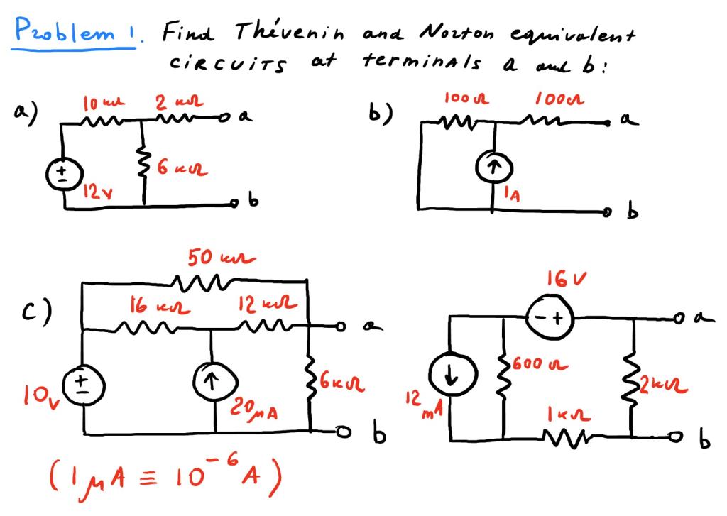 Solved Problem 1. Find Thévenin And Norton Equivalent | Chegg.com