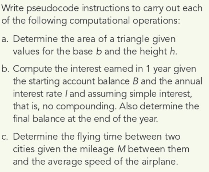 Solved Write pseudocode instructions to carry out each of | Chegg.com