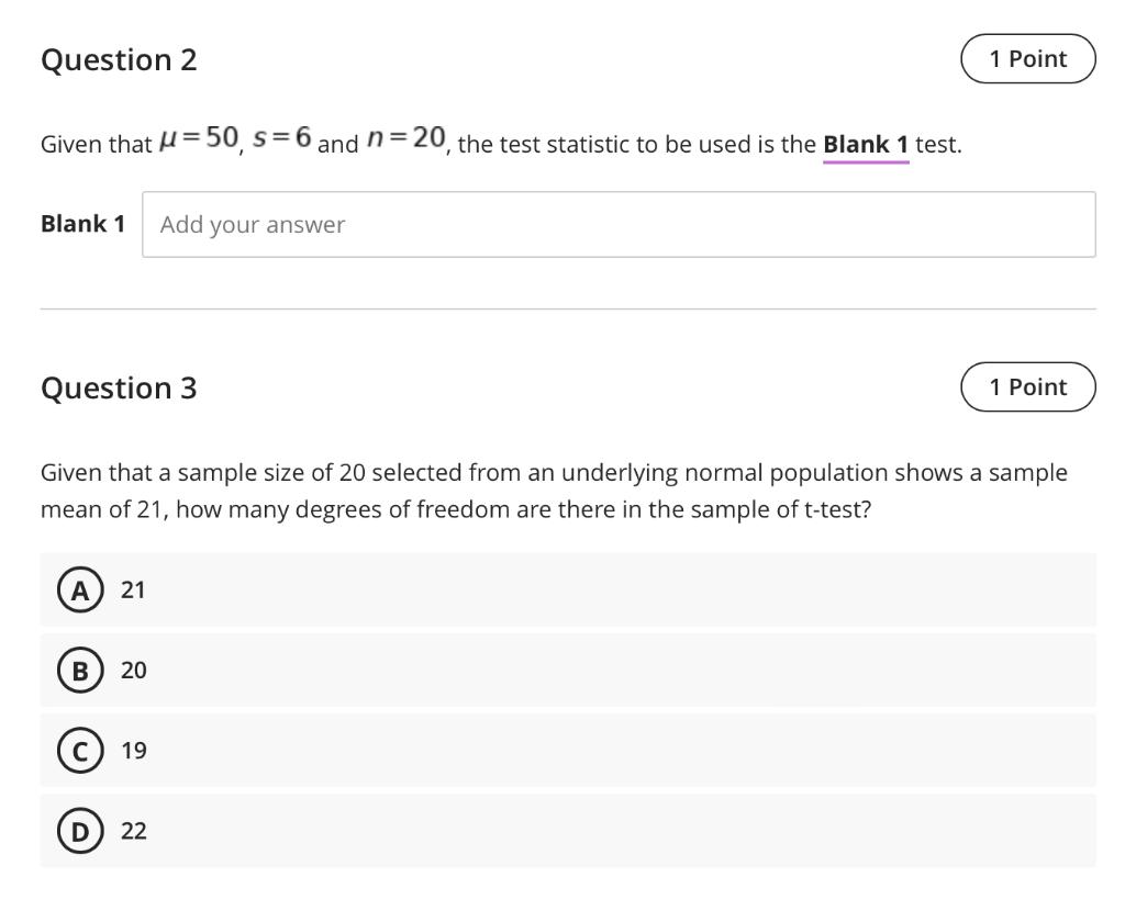 Solved Question 2 1 Point Given That U50 S6 And N20 The 