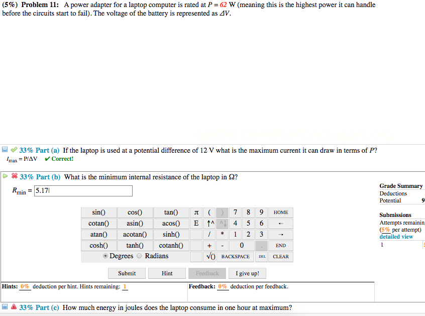 Solved: (5%) Problem 11: A Power Adapter For A Laptop Comp... | Chegg.com