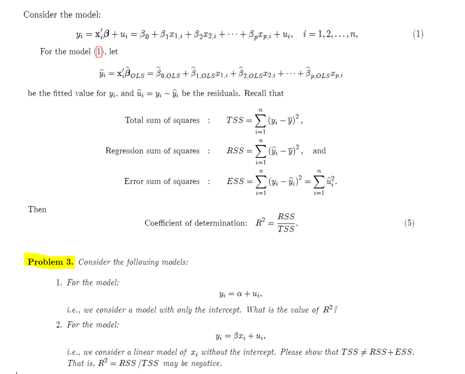 Solved 1 Consider The Model Yi X Ss Bo 3181 I Chegg Com