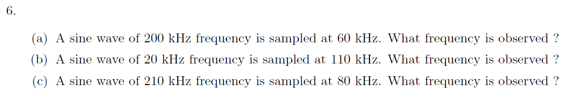 Solved 6. (a) A sine wave of 200 kHz frequency is sampled at | Chegg.com