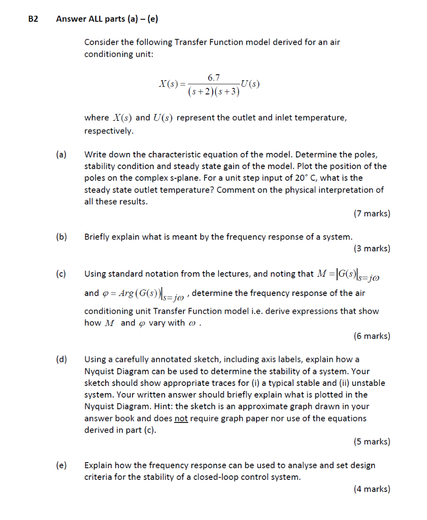 B2 Answer ALL parts (a) - (e) Consider the following | Chegg.com