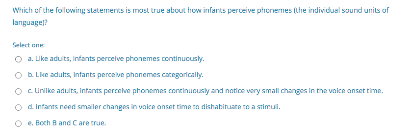 research on the perception of phonemes by infants reveals that