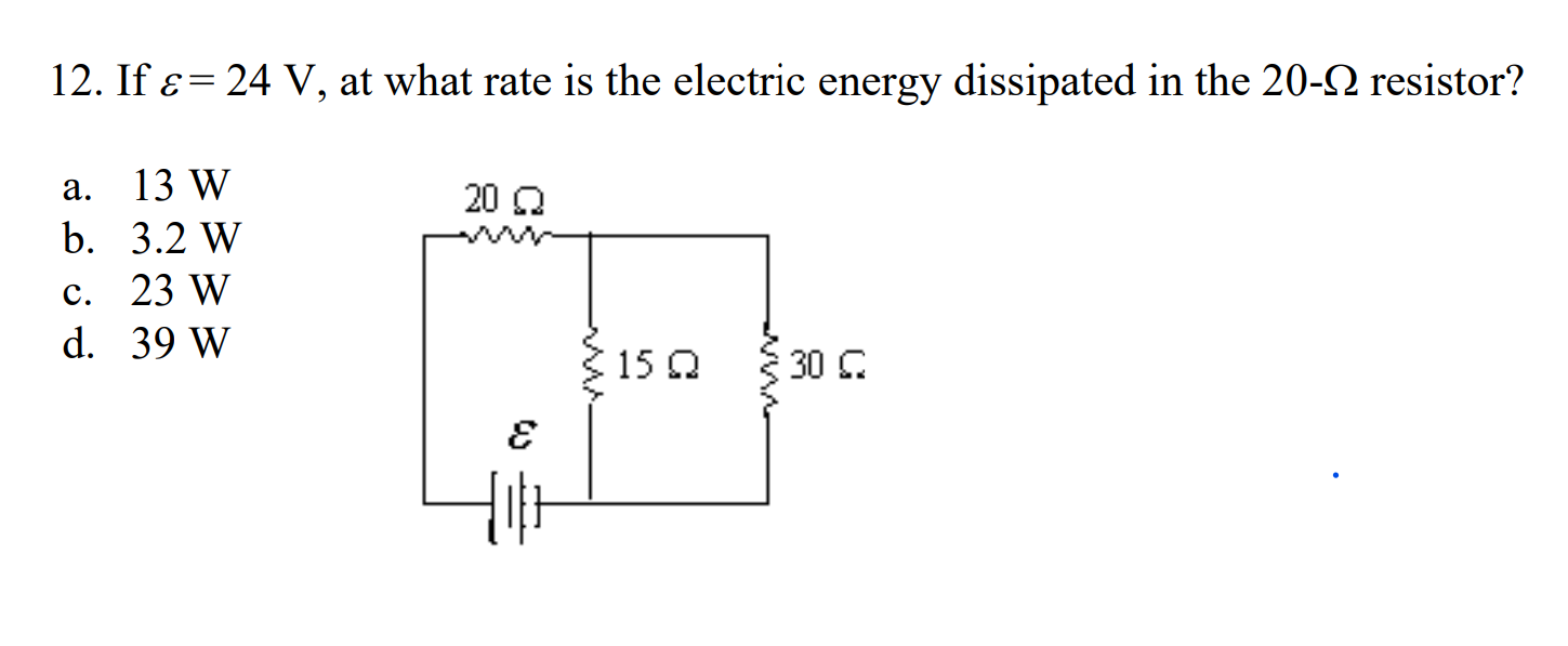 Solved if e= 24V what rate is the electrical energy