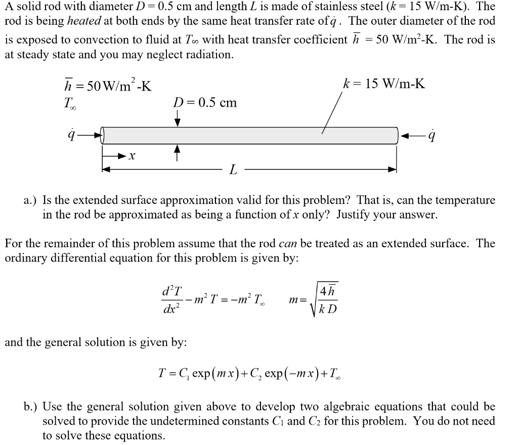 Solved A Solid Rod With Diameter D 0 5 Cm And Length L Is Chegg Com