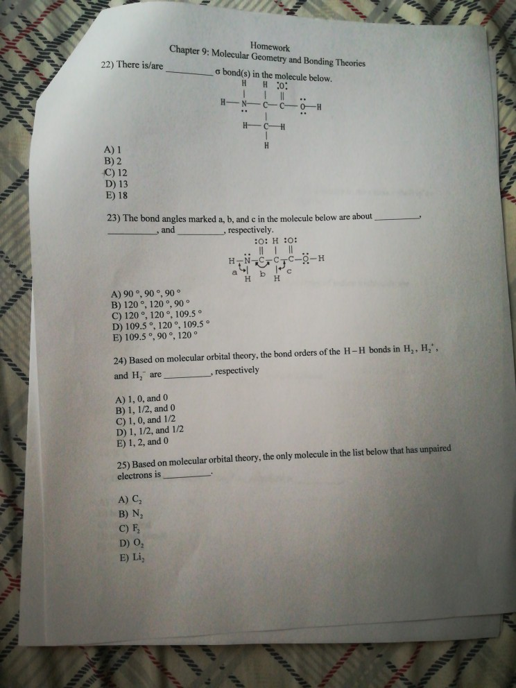 Solved Homework Chapter 9: Molecular Geometry And Bonding | Chegg.com