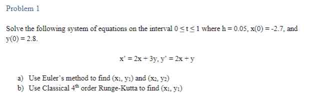 Solved Problem 1 Solve the following system of equations on | Chegg.com