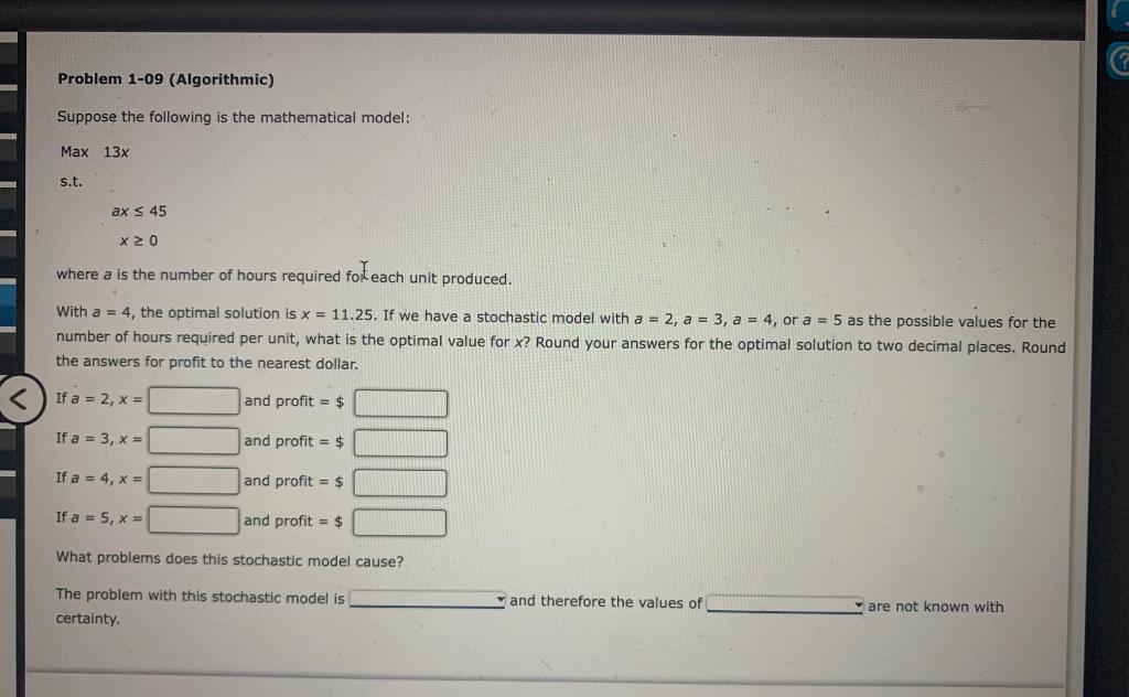 Solved Problem 1-09 (Algorithmic) Suppose the following is | Chegg.com
