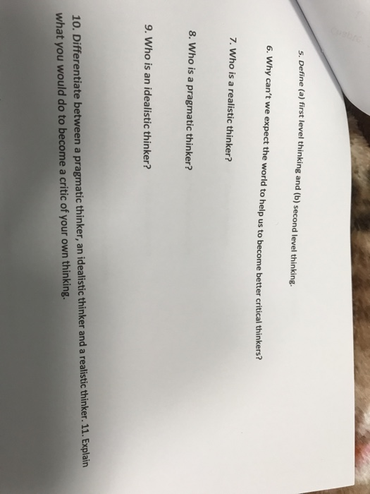 Solved 5. Define (a) first level thinking and (b) second | Chegg.com