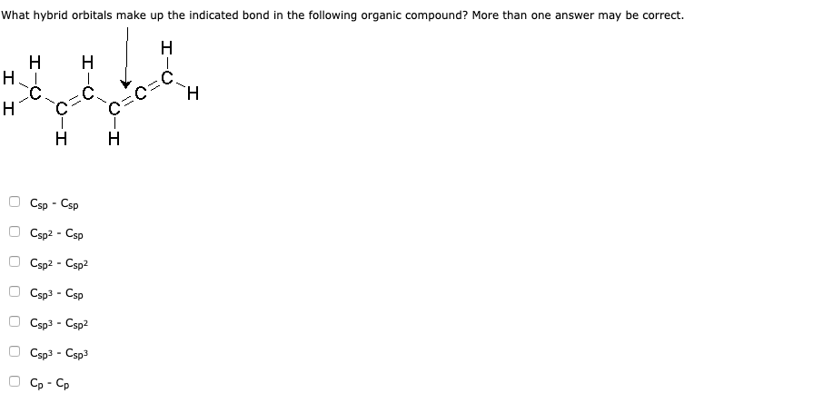 Solved What hybrid orbitals make up the indicated bond in | Chegg.com