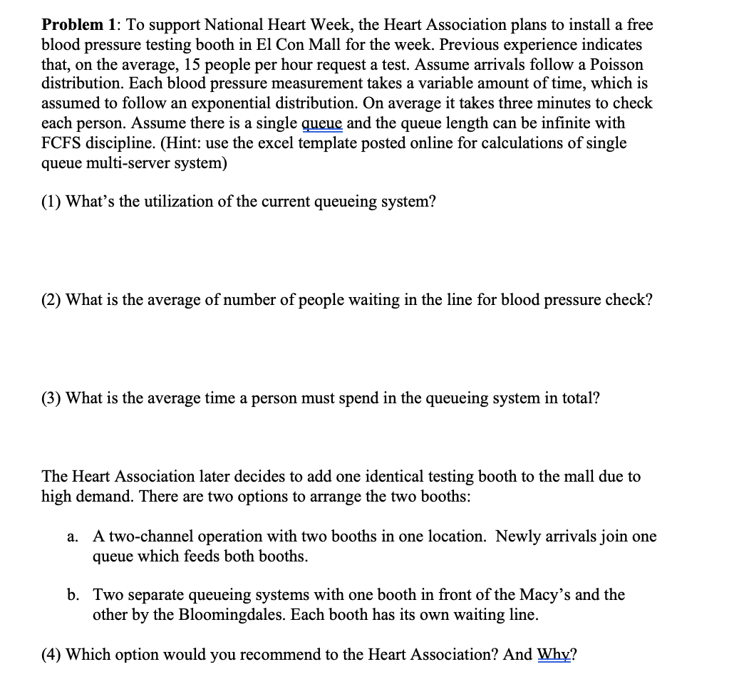 Solved Problem 1: To support National Heart Week, the Heart | Chegg.com