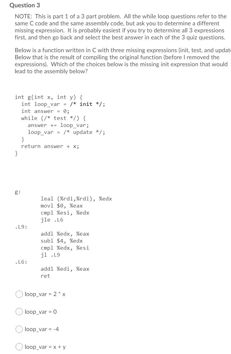 Solved Question 3 NOTE: This is part 1 of a 3 part problem. | Chegg.com