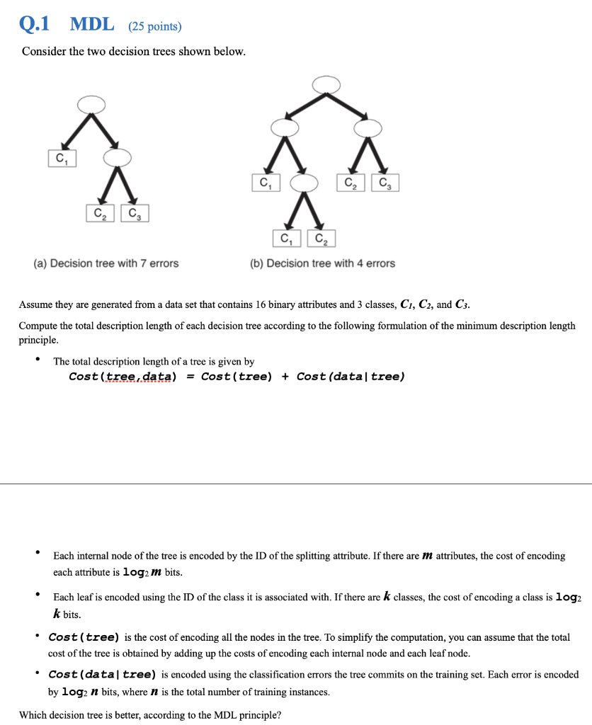 Solved Consider the two decision trees shown below. (a) | Chegg.com