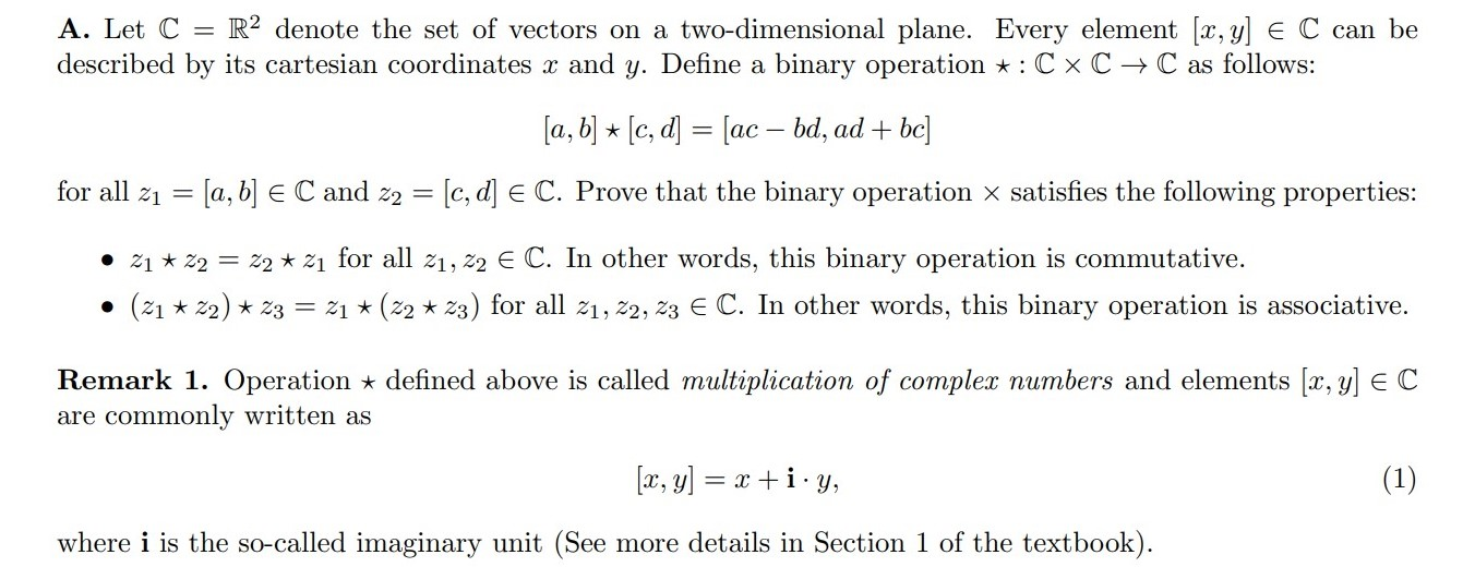 Solved A. Let C be the set of complex numbers, equipped with
