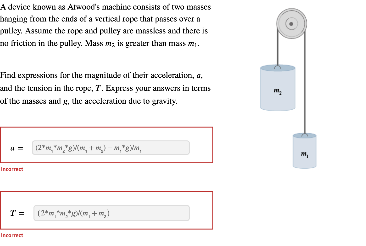 Solved A device known as Atwood's machine consists of two | Chegg.com