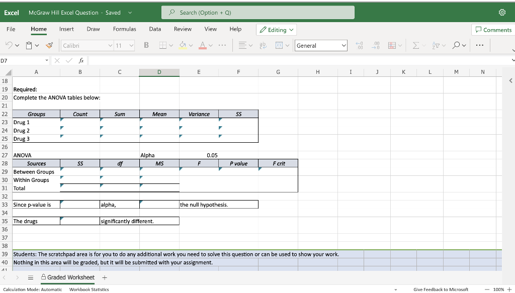 Solved Excel McGraw Hill Excel Question - Saved File Home | Chegg.com