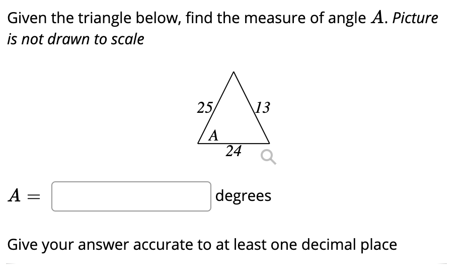Solved Given the triangle below, find the measure of angle | Chegg.com