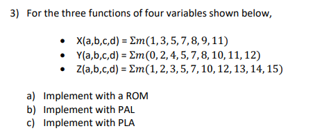 Solved 3) For the three functions of four variables shown | Chegg.com