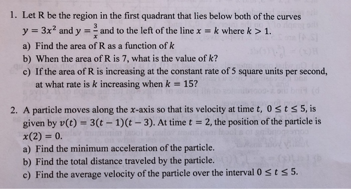 Solved 1. Let R be the region in the first quadrant that | Chegg.com