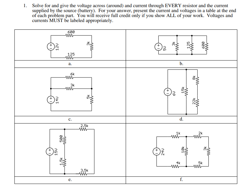 Solved 1. Solve for and give the voltage across (around) and | Chegg.com