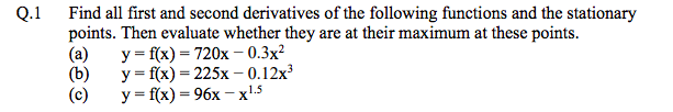 Solved Q.1 Find all first and second derivatives of the | Chegg.com