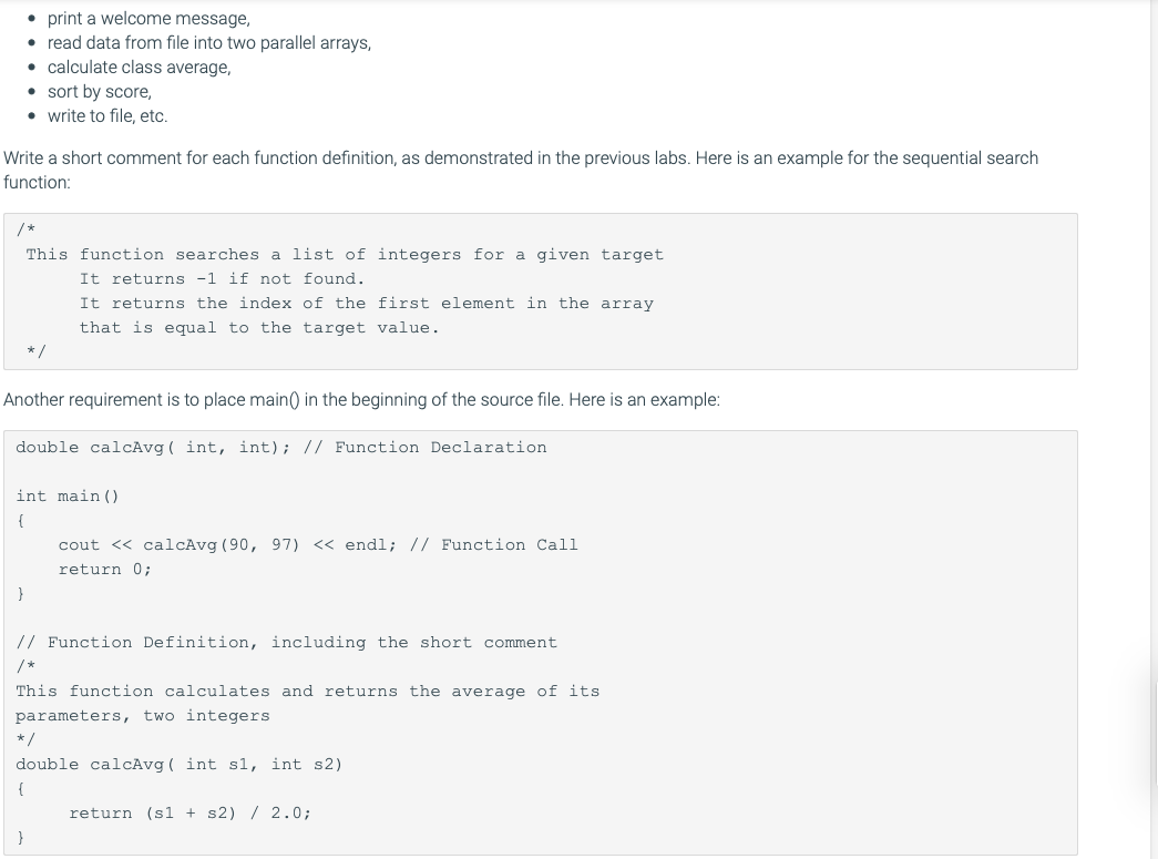 Solved 9.8 Lab: Parallel Arrays Project: Exam Statistics | Chegg.com