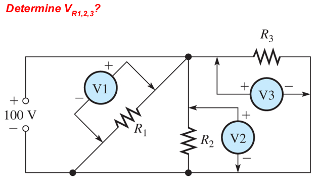 Solved Determine VR1,2,3? R3 w + Vi + V3 +0 100 V + w Ri R2 | Chegg.com
