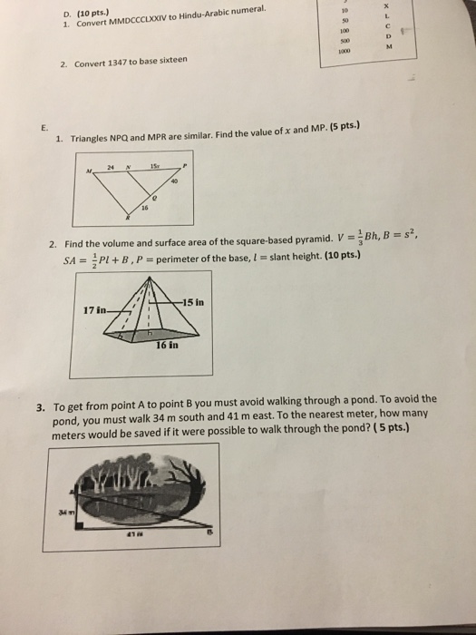 Solved D. 10 pts. 1. Convert MMDCCCLXXIV to Hindu Arabic Chegg