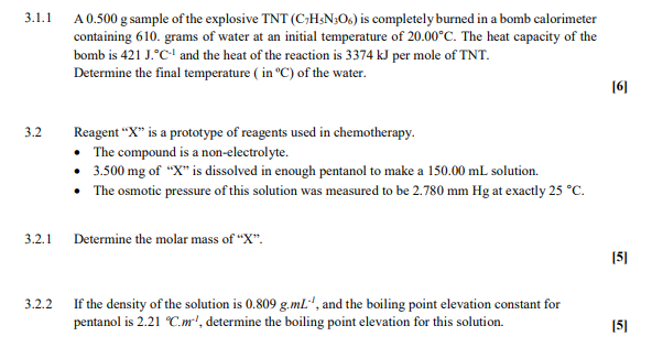 Solved 3 1 1 A 0 500 G Sample Of The Explosive Tnt Ch N Chegg Com