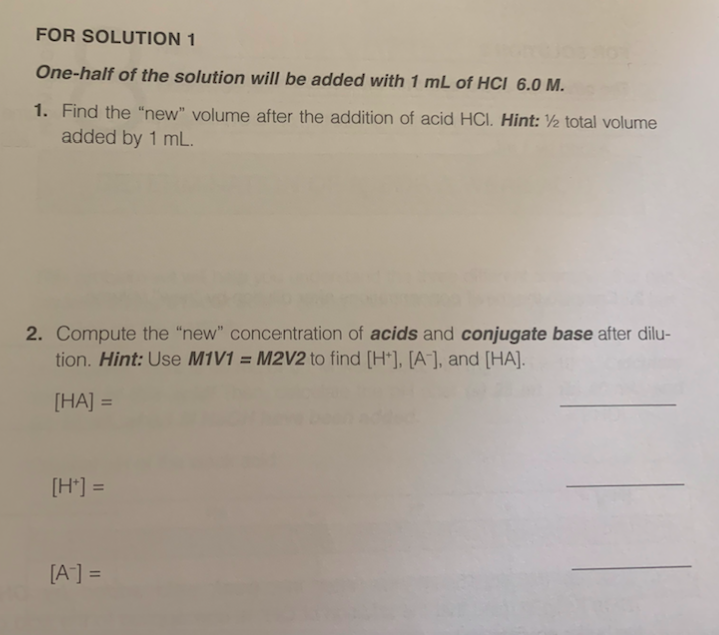 Solved FOR SOLUTION 1 One-half of the solution will be added | Chegg.com