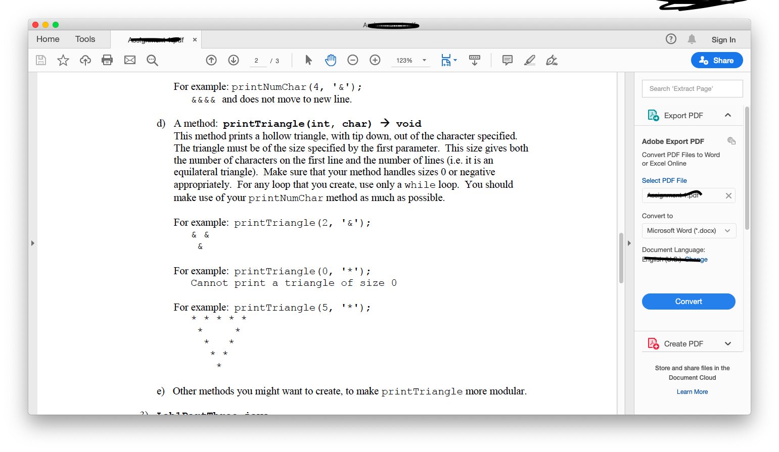 Abog f Sign In Home A Tools ♡ ♡ ♡ 2.13 | A T o © 123% - 26 Share Search Extract Page For example: printNumChar (4, &); &&&
