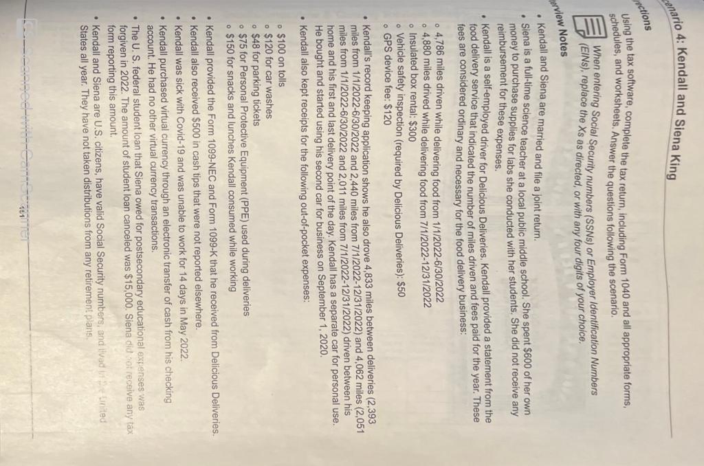 Using the tax software, complete the tax return,