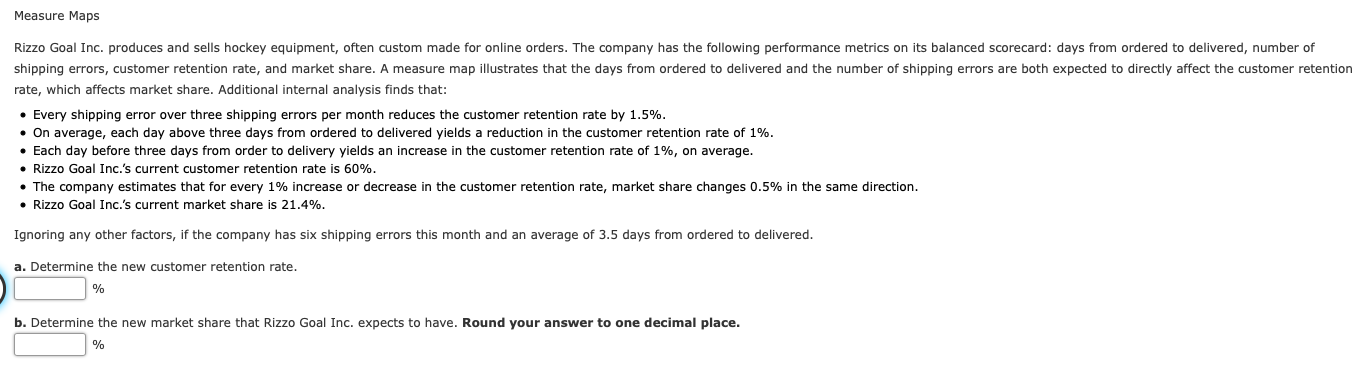 Solved Measure Maps Rizzo Goal Inc. produces and sells | Chegg.com