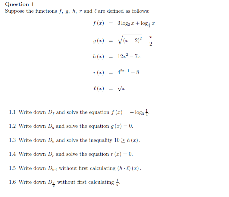 Solved Question 1 Suppose The Functions F G H Defined As 4931