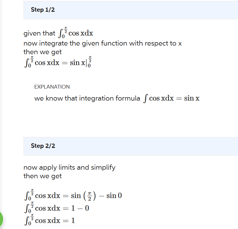 Solved given that ∫02πcosxdx now integrate the given | Chegg.com