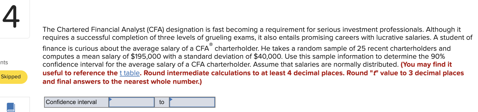 Solved 4 The Chartered Financial Analyst (CFA) designation | Chegg.com