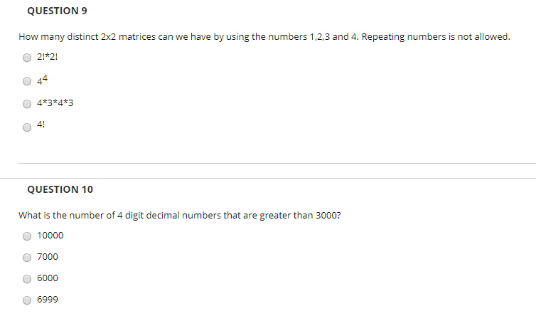 Solved QUESTION 9 How many distinct 2x2 matrices can we have | Chegg.com